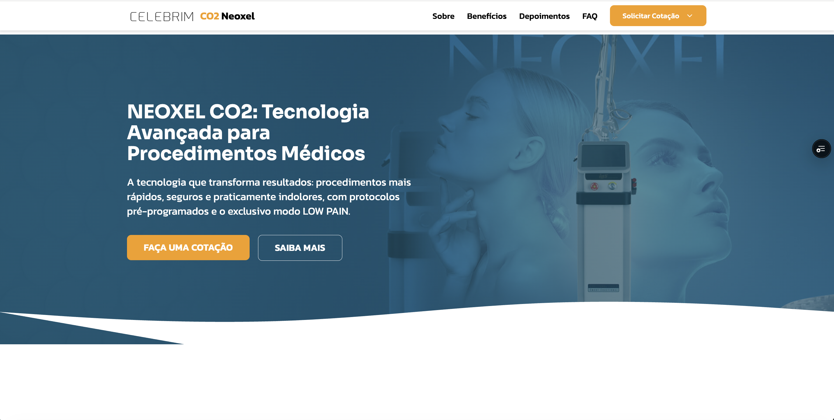 Exemplo de Landing Page - Celebrim CO2 Neoxel