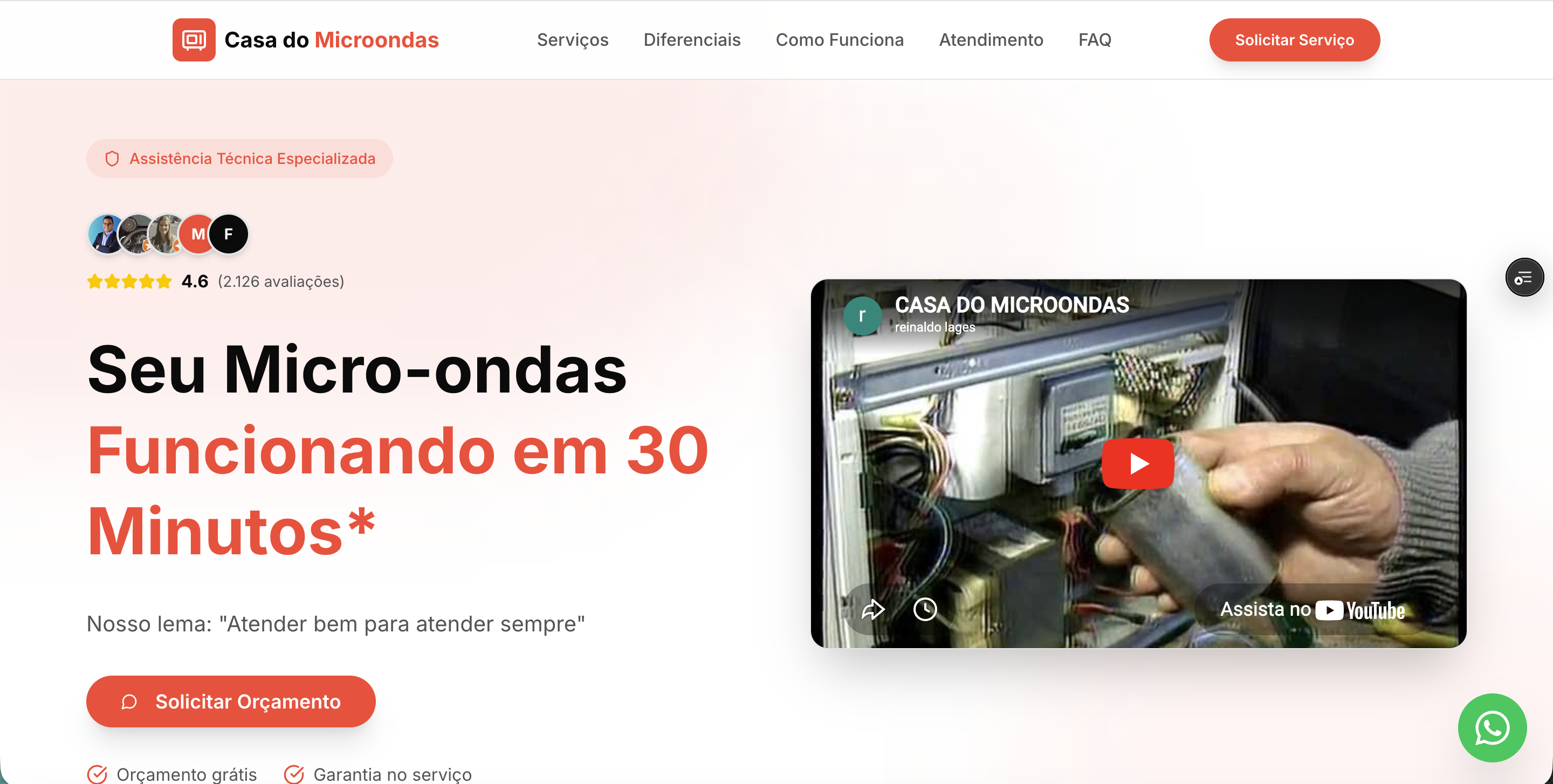 Exemplo de Landing Page - Casa do Microondas